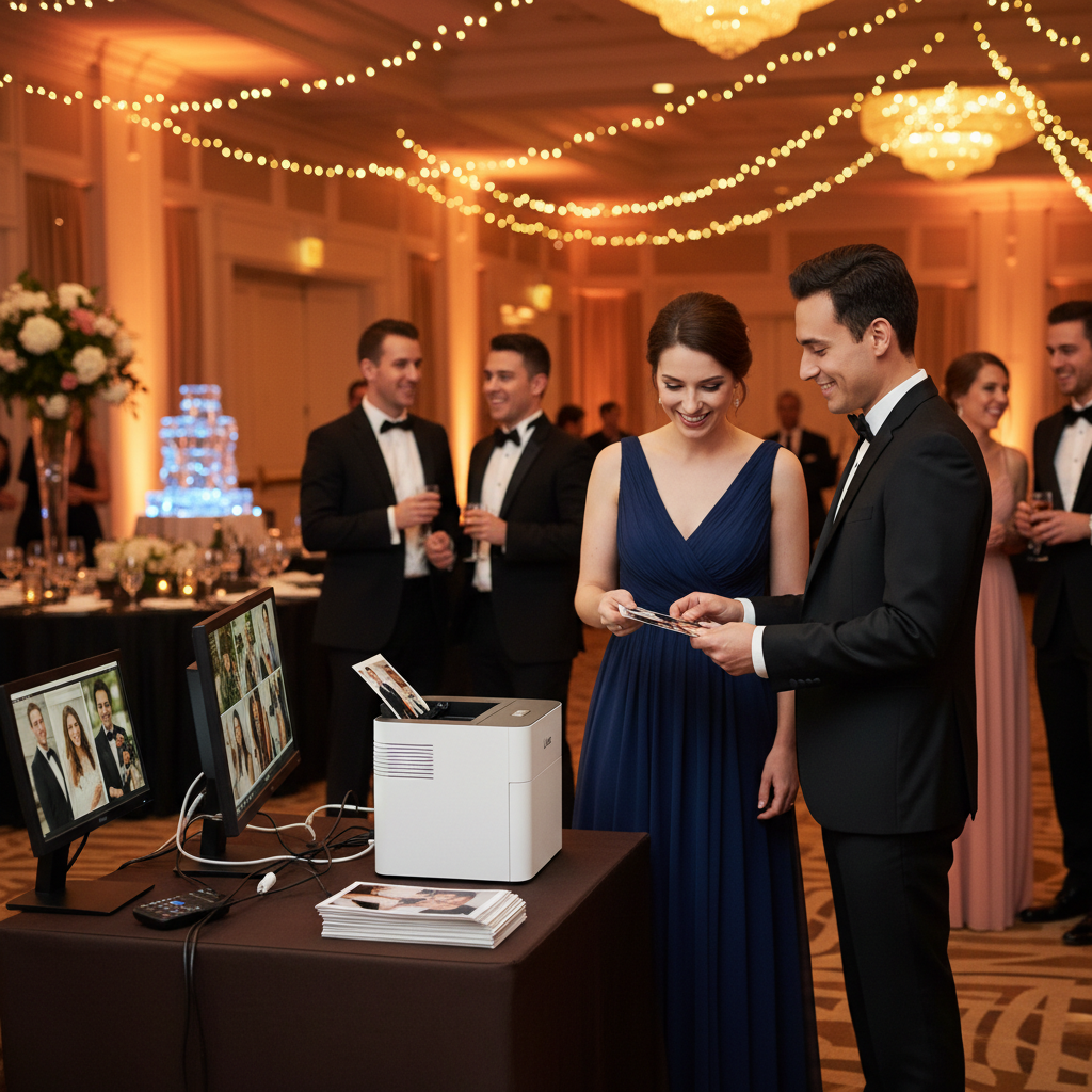 Liene photo printer at wedding event