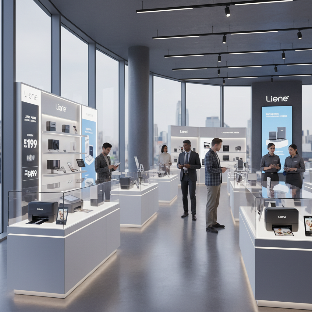 Liene photo printers in retail store